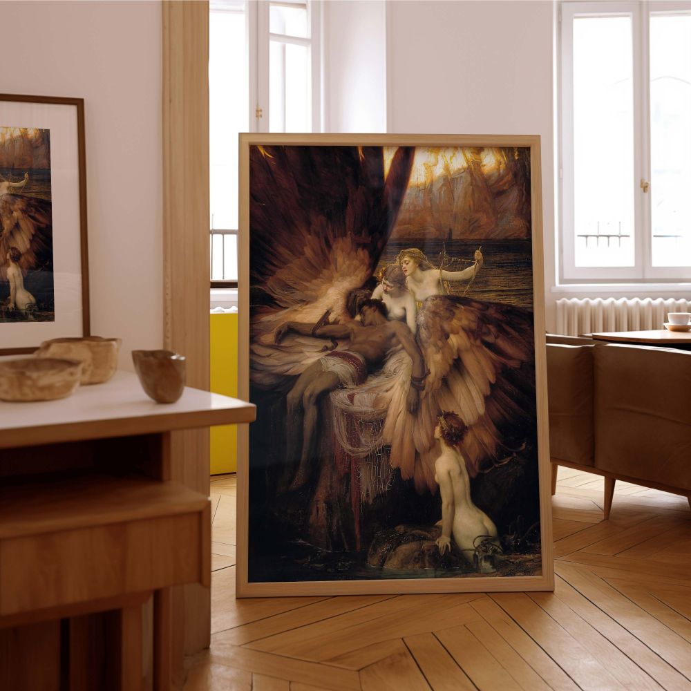The Lament for Icarus by Herbert Draper - Golden Light and Fallen Angelic Form canvas wall art - Image 7