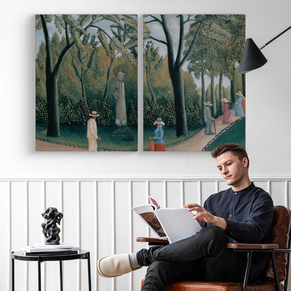 The Luxembourg Gardens. Monument to Shopin by Henri Rousseau - two-panel canvas displayed in a reading room