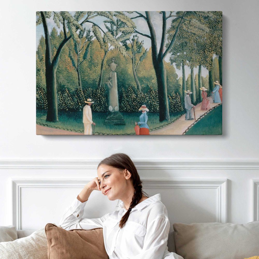 The Luxembourg Gardens. Monument to Shopin by Henri Rousseau - single-panel canvas displayed above a sofa