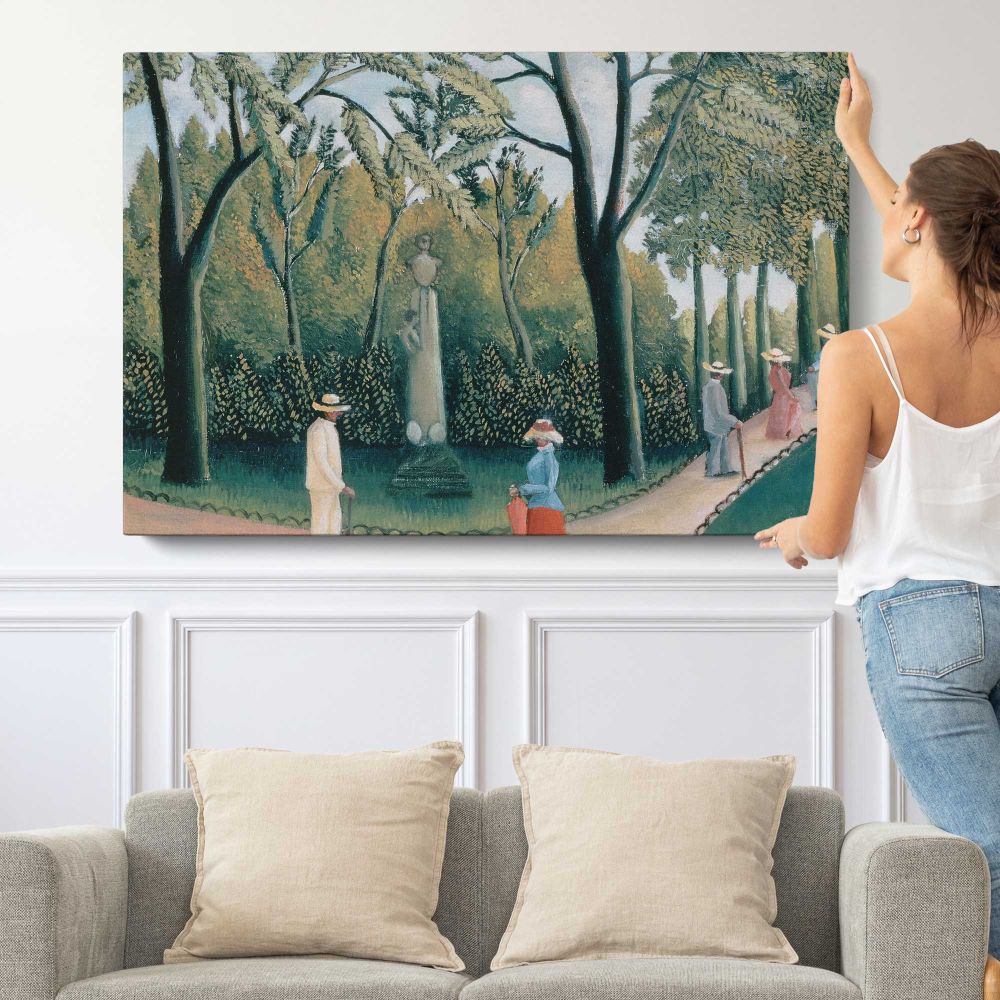 The Luxembourg Gardens. Monument to Shopin by Henri Rousseau - single-panel canvas shown with a person for scale