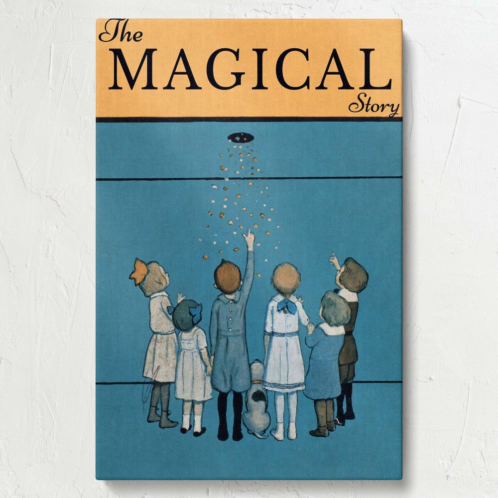 The Magical Story - Kids Reaching for Stars Illustration canvas wall art - Image 7