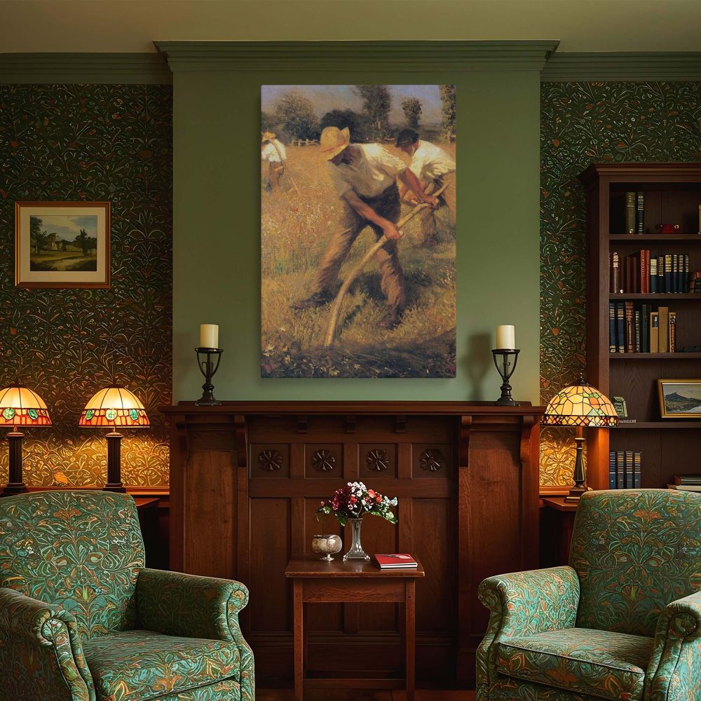 The Mowers by George Clausen - Sunlit Meadow with Working Farmers canvas wall art - Image 4
