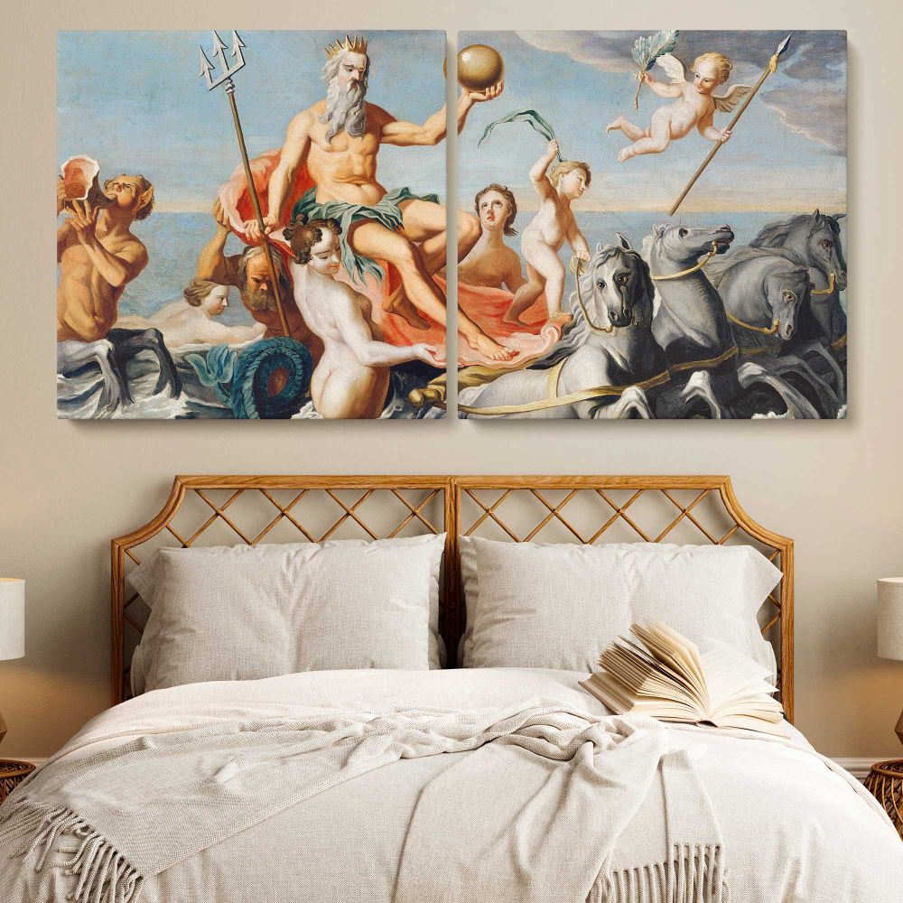 The Return of Neptune by John Singleton Copley — single-panel canvas in a bedroom