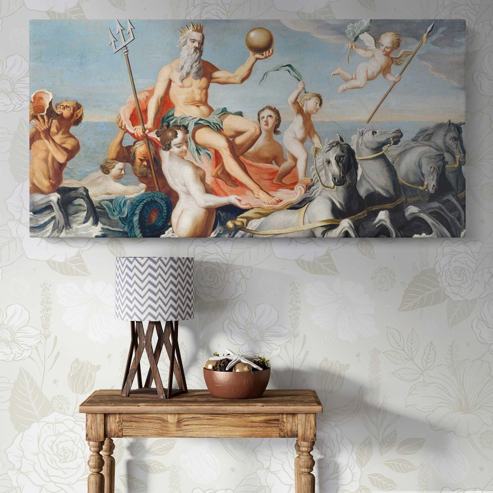 The Return of Neptune by John Singleton Copley — single-panel canvas above a console table