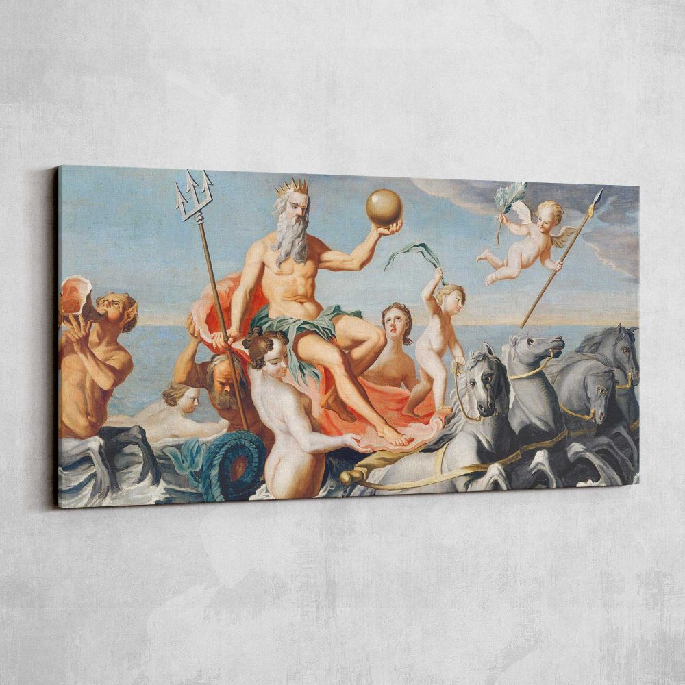 The Return of Neptune by John Singleton Copley — single-panel canvas shown on a pale studio wall