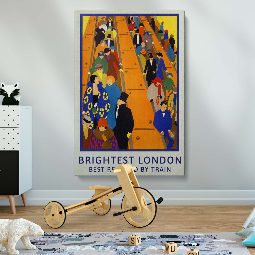 Underground 1924 - Colorful Vintage Train Ad By Horace Taylor canvas wall art - Image 2