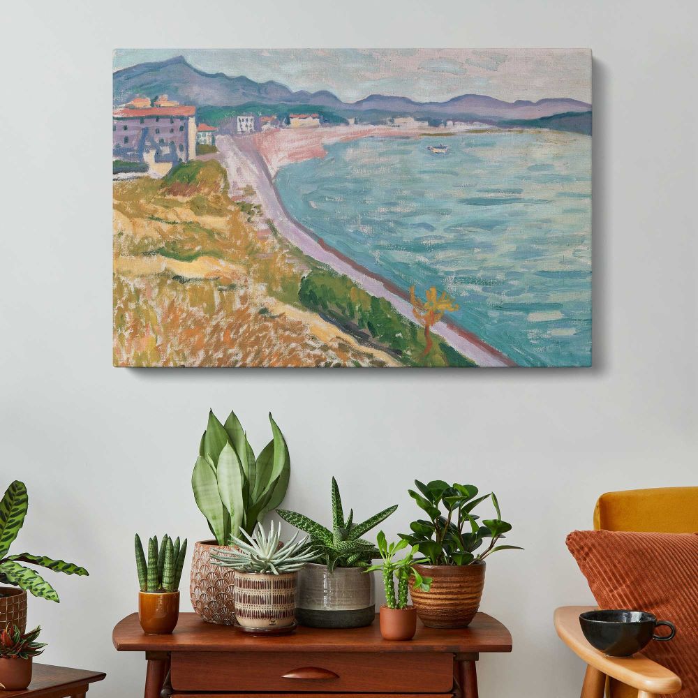 View of Saint-jean-de-luz by Albert Marquet - single-panel canvas displayed above a console table