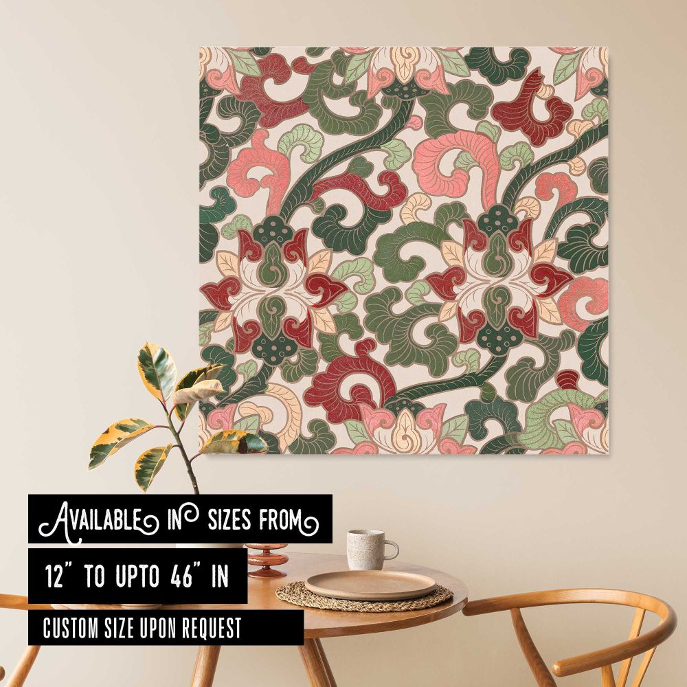 Vintage seamless pattern flower background, colorful oriental flower graphic — room mockup view 6