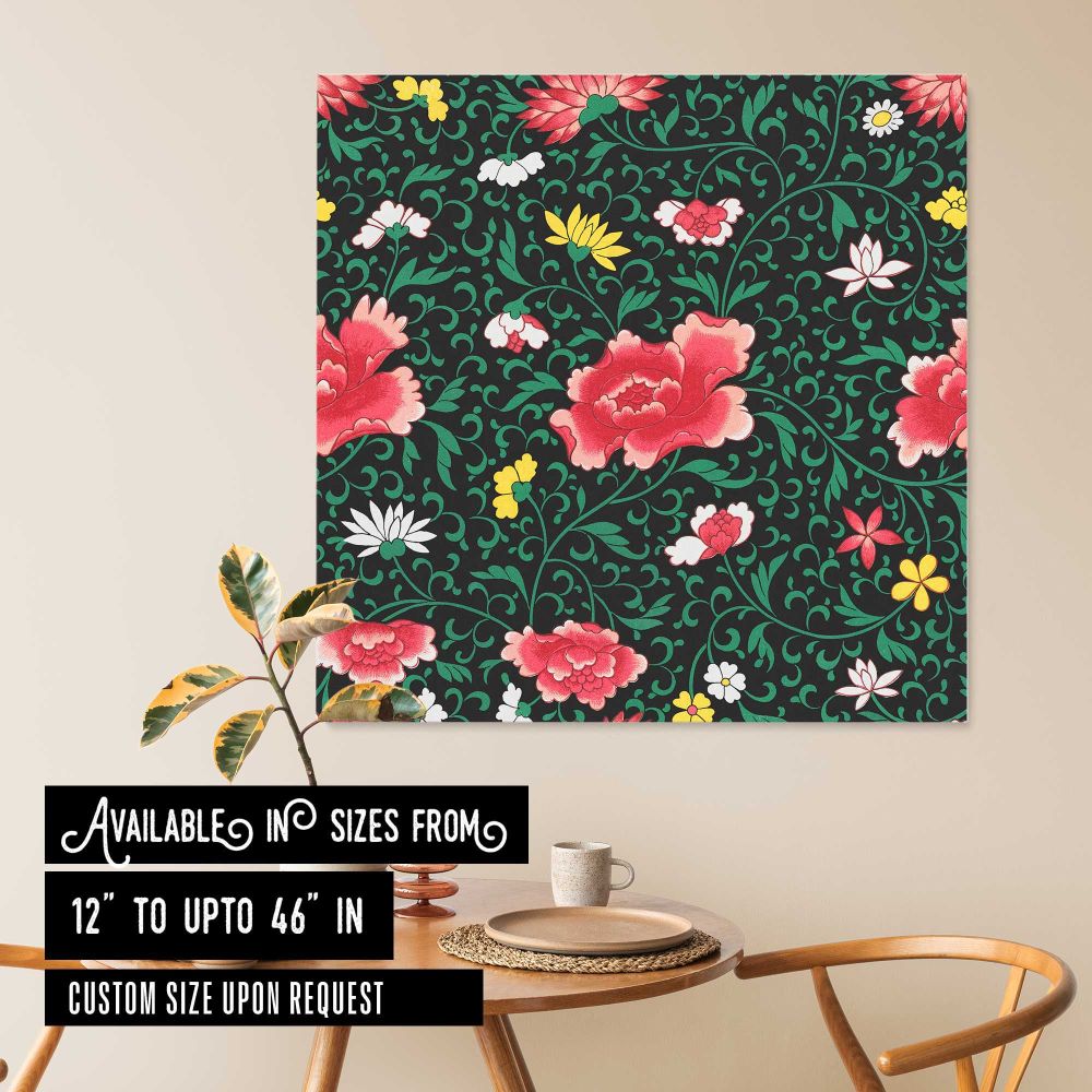 Vintage seamless pattern flower background, colorful oriental flower graphic — room mockup view 6