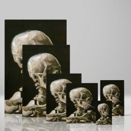 Head of a Skeleton with a Burning Cigarette by Van Gogh - Dark Humour Skull Art 