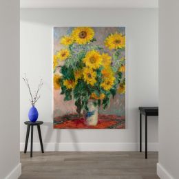 Bouquet of Sunflowers by Claude Monet - Vibrant Yellow Floral Vase Art 