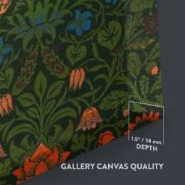 Violet and Columbine - Rich Green Blue and Coral Floral Design By William Morris 