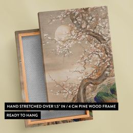 Plum Blossoms in Moonlight - Japanese Silk Painting By S_ Shizan 