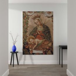 The Virgin Adoring Christ with Saints - Sacred Cuzco School Religious Artwork 