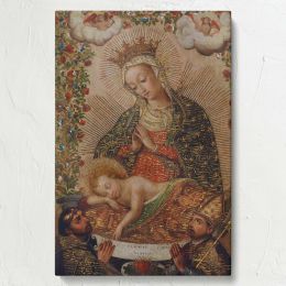 The Virgin Adoring Christ with Saints - Sacred Cuzco School Religious Artwork 