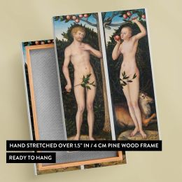 Adam and Eve - Biblical Nude Figures with Serpent By Lucas Cranach the Elder 