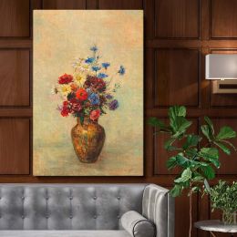 Flowers in a Vase - Vibrant 1910 Bouquet Still Life By Odilon Redon 