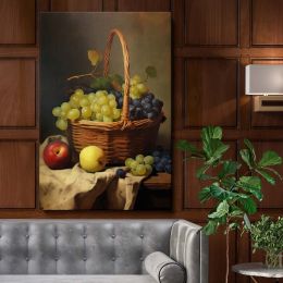Basket of Grapes and Apples - Classic Fruit Still Life