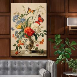 Butterflies and Wildflowers in a Vase - Nature-Inspired Still Life