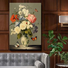 Fluttering Butterflies and Flowers - Elegant Vintage Still Life