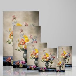 Floral Still Life - Vermeer Style Vibrant Vintage Vase