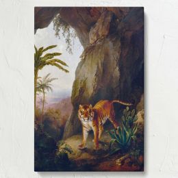 Tiger in a Cave - Wild Big Cat in Tropical Setting By Jacques-Laurent Agasse 