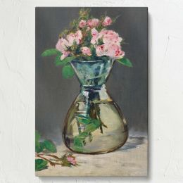 Moss Roses in a Vase - Soft Pink Floral Still Life By 