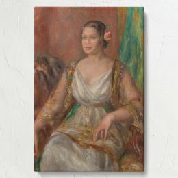 Tilla Durieux - Woman in White Dress with Rose By Pierre-Auguste Renoir 