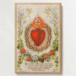 Sacred Heart - Radiant Holy Symbol with Floral Border