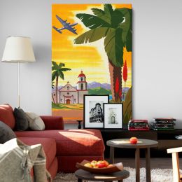 Tropical Mission Church - Palm Trees and Golden Sky Poster