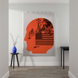 Conceptual America - Industrial Collage in Red Head Silhouette