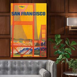 San Francisco - Golden Gate and Retro Skyline Poster