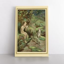 Boy Painting Photo Poster Print in Canvas with Frame Original Wall Artwork for Painting in Canvas