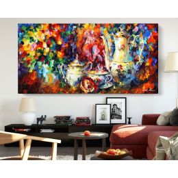 Tea Party Palette Knife Oil Painting by Leonid Afremov Canvas Wall Art