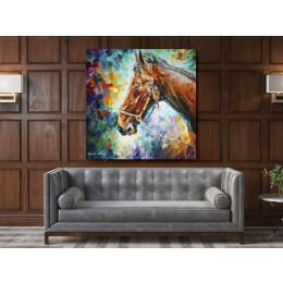 Famous Horse Palette Knife Oil Painting by Leonid Afremov Canvas Wall Art
