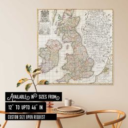 A new map of England Scotland and Ireland (1687), drawn by Robert Morden Square Canvas Wall Art