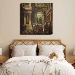 A Seven-Part Decorative Sequence: A Gallery (1630 - 1632) by Dirck van Delen Square Canvas Wall Art