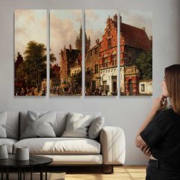 A View in Delft by Adrianus Eversen Canvas Wall Art Print