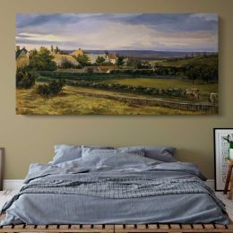 A Village in a Valley Panoramic Canvas Print