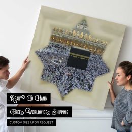 Aerial View of the Kaaba Square Canvas Wall Art