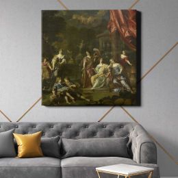 Allegorizing Group Portrait of the Children of Diederic Pietersz van Leyden van Leeuwen, Burgomaster of Leiden, and Alida Paets (1679) by Daniël Mijtens II Square Canvas Wall Art