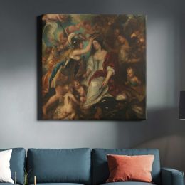 Allegory of Peace (1652) by Jan Lievens Square Canvas Wall Art