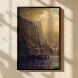 Among the Sierra Nevada by Albert Bierstadt - Golden Light on Waterfalls and Peaks 