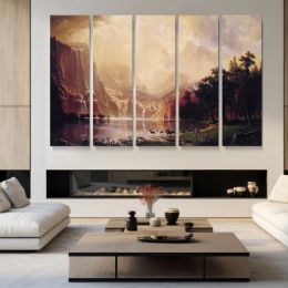 Among the Sierra Nevada Mountains by Albert Bierstadt Canvas Wall Art Print
