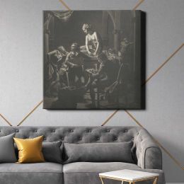 An Academy by Lamplight Square Canvas Wall Art