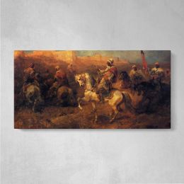 Arab Horsemen on the March by Adolf Schreyer Panoramic Wall Art