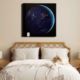 Asia and Australia at Night from NASA Satellite Imagery Square Canvas Wall Art