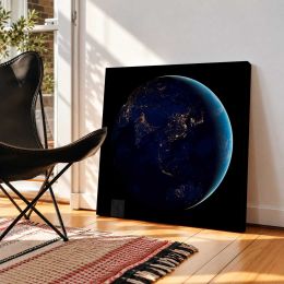 Asia and Australia at Night from NASA Satellite Imagery Square Canvas Wall Art