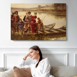 At the Ferry by Adrien Moreau Canvas Wall Art Print
