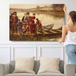 At the Ferry by Adrien Moreau Canvas Wall Art Print